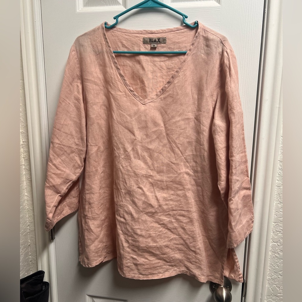 FLAX Women’s linen tunic shirt, size medium.